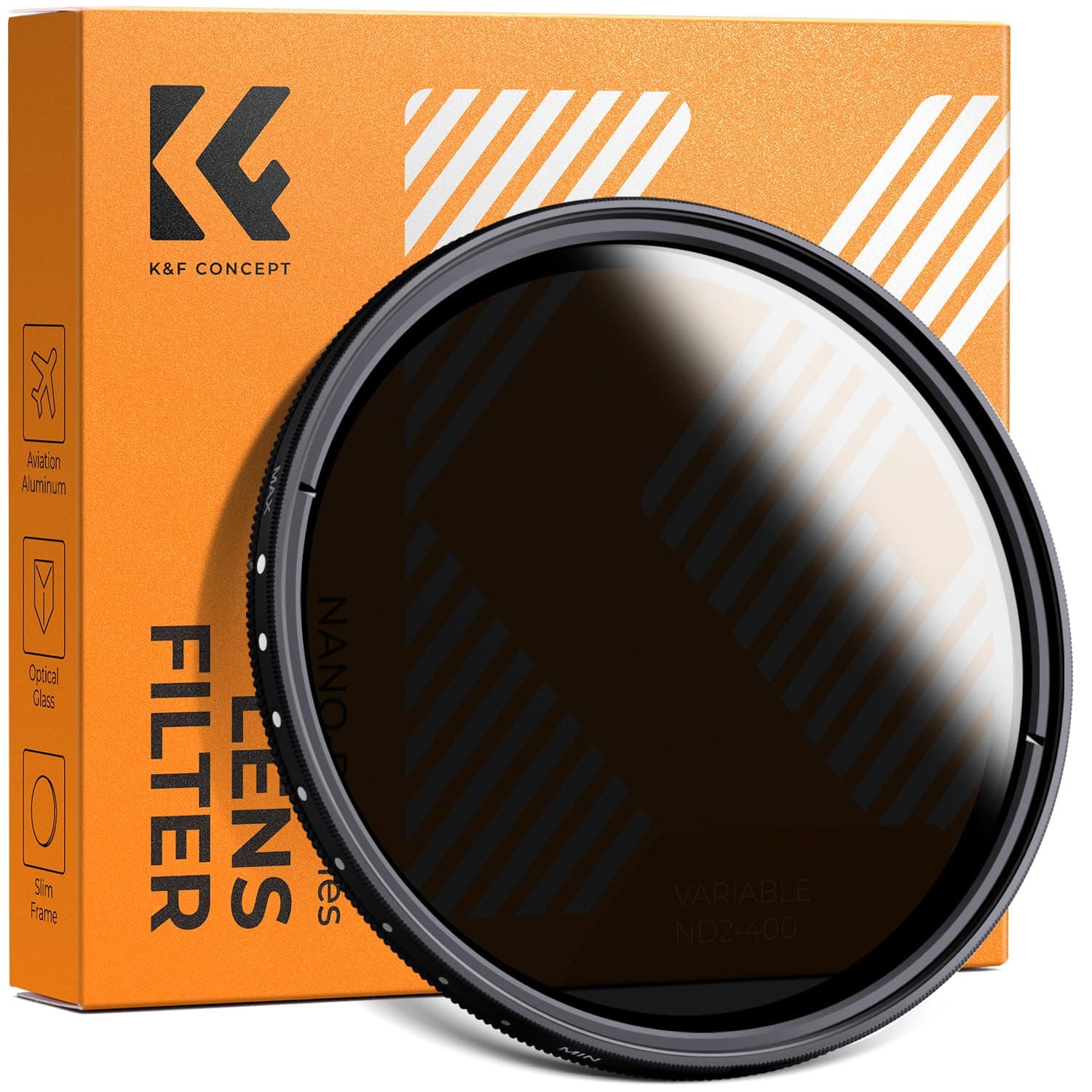K&F CONCEPT 77mm Variable ND2-ND400 ND Lens Filter (1-9 Stops) for Camera Lens, Adjustable Neutral Density Filter with Microfiber Cleaning Cloth (B-Series)