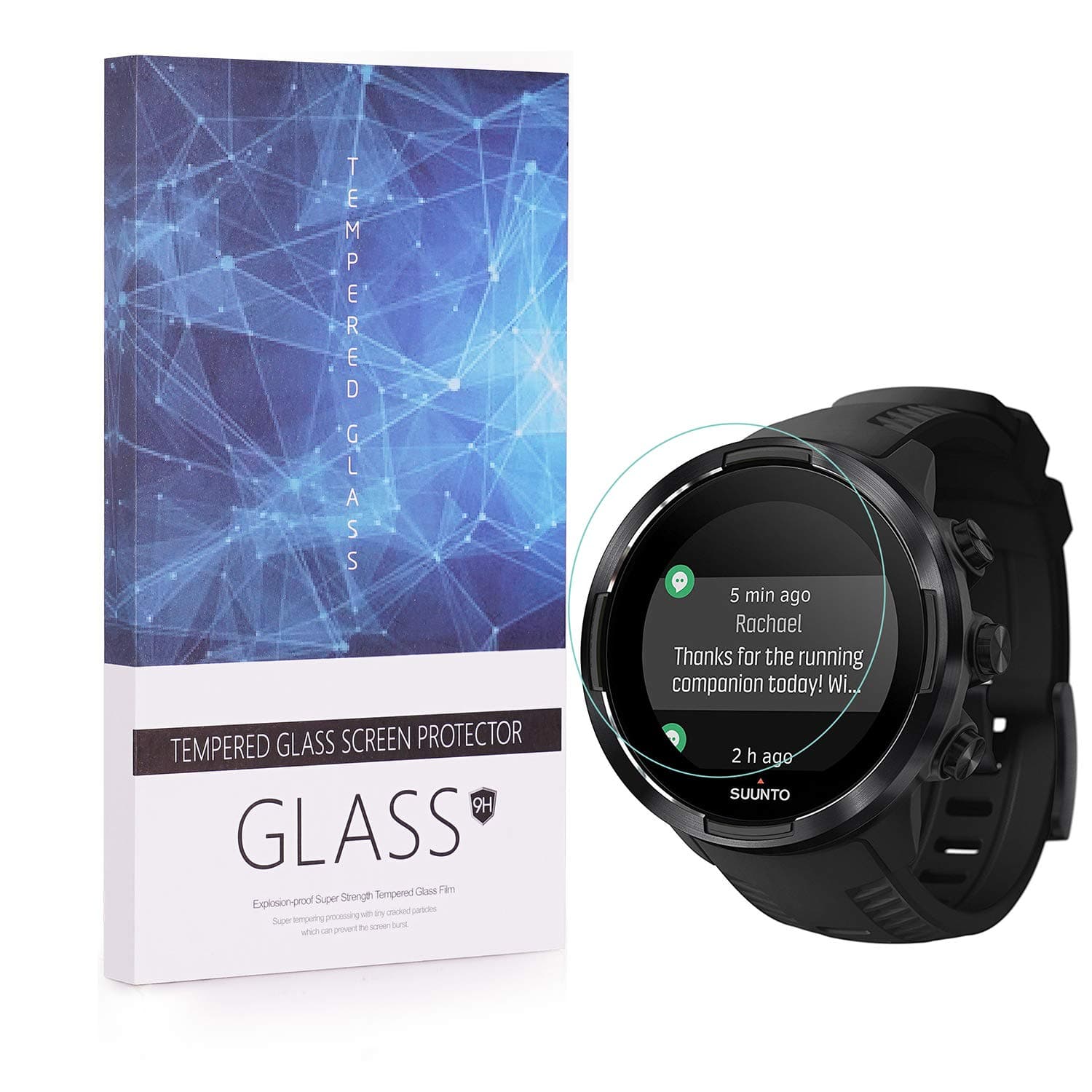 BECEMURU Suunto 9 Baro Screen Protector 9H Full Coverage Screen Tempered Glass Protector for Suunto 9 Baro Smartwatch(3 Pack)