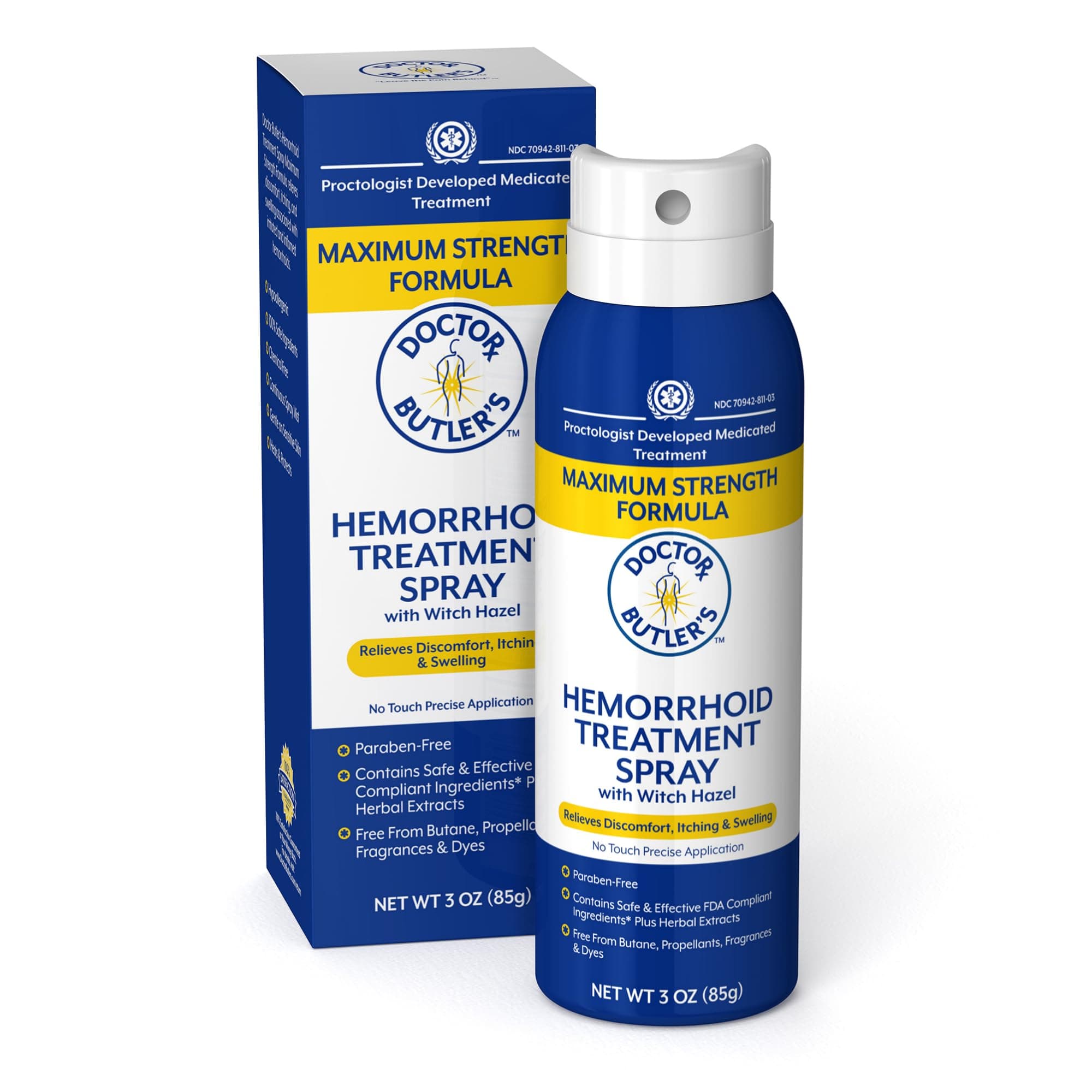 Hemorrhoid Spray - Hemorrhoid Treatment and Medicated Cleansing Solution with Witch Hazel and Aloe Vera to Help withDiscomfort, Itch Relief and Swelling* (3oz)