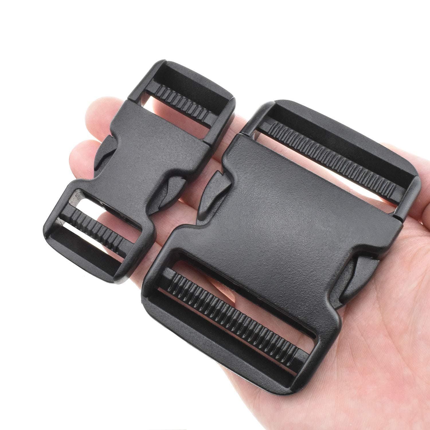 SGH Pro Quick Side Release Buckles Clips Snaps Dual Adjustable No Sewing 2' and 1 Wide Set Heavy Duty Plastic 4 Pack Replacement for Nylon Webbing Strap Boat Cover Backpack Fanny Pack Belt Collars