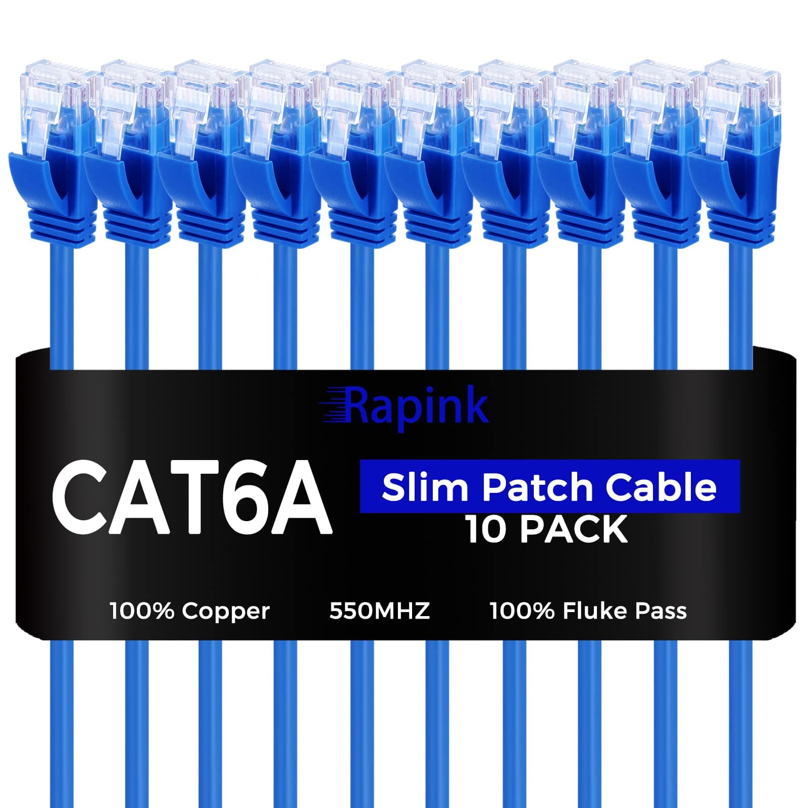 Patch Cables Cat6a 0.5ft (10 Pack) Slim, Cat6a Ethernet Patch Cable 10G Support, Snagless Cat 6 Patch Cable for Patch Panel to Switch, Flexiable Cat 6a Ethernet Cable with Gold Plated