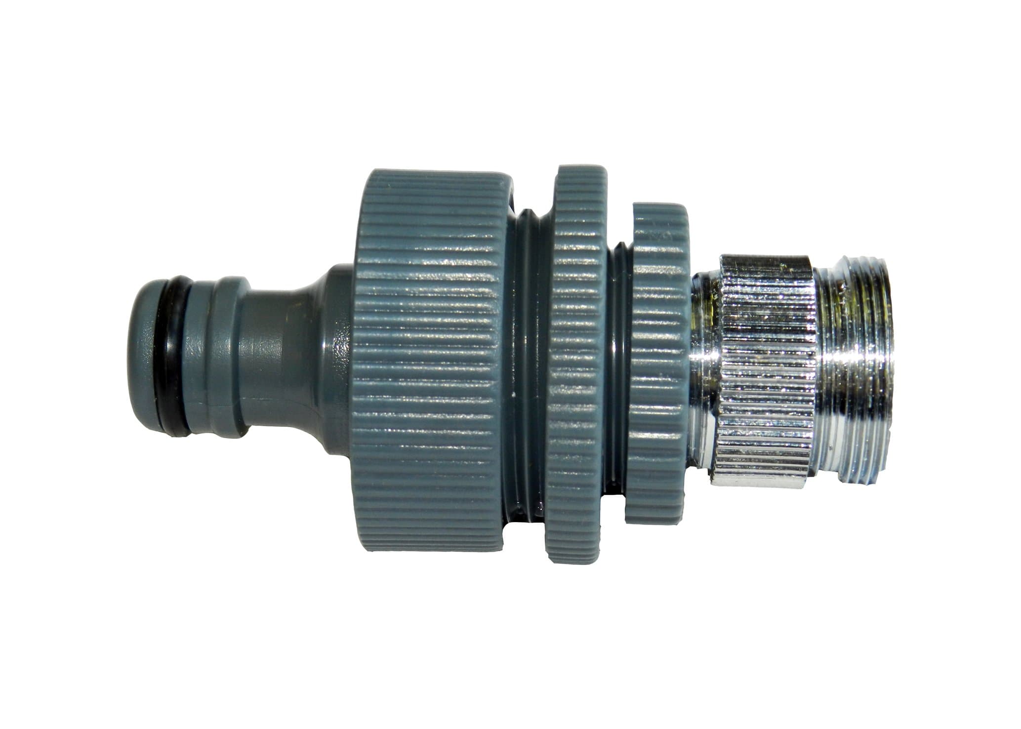 Tap with adapter 5 sockets for taps with fine thread (M 22 x 1 internal, M 24 x 1 male thread), coarse thread 1 inch, 3/4 inch 1/2 inch, Gardena compatible - for domestic use water doors AN shower, sink, kitchen tap, terrace, garage, etc.