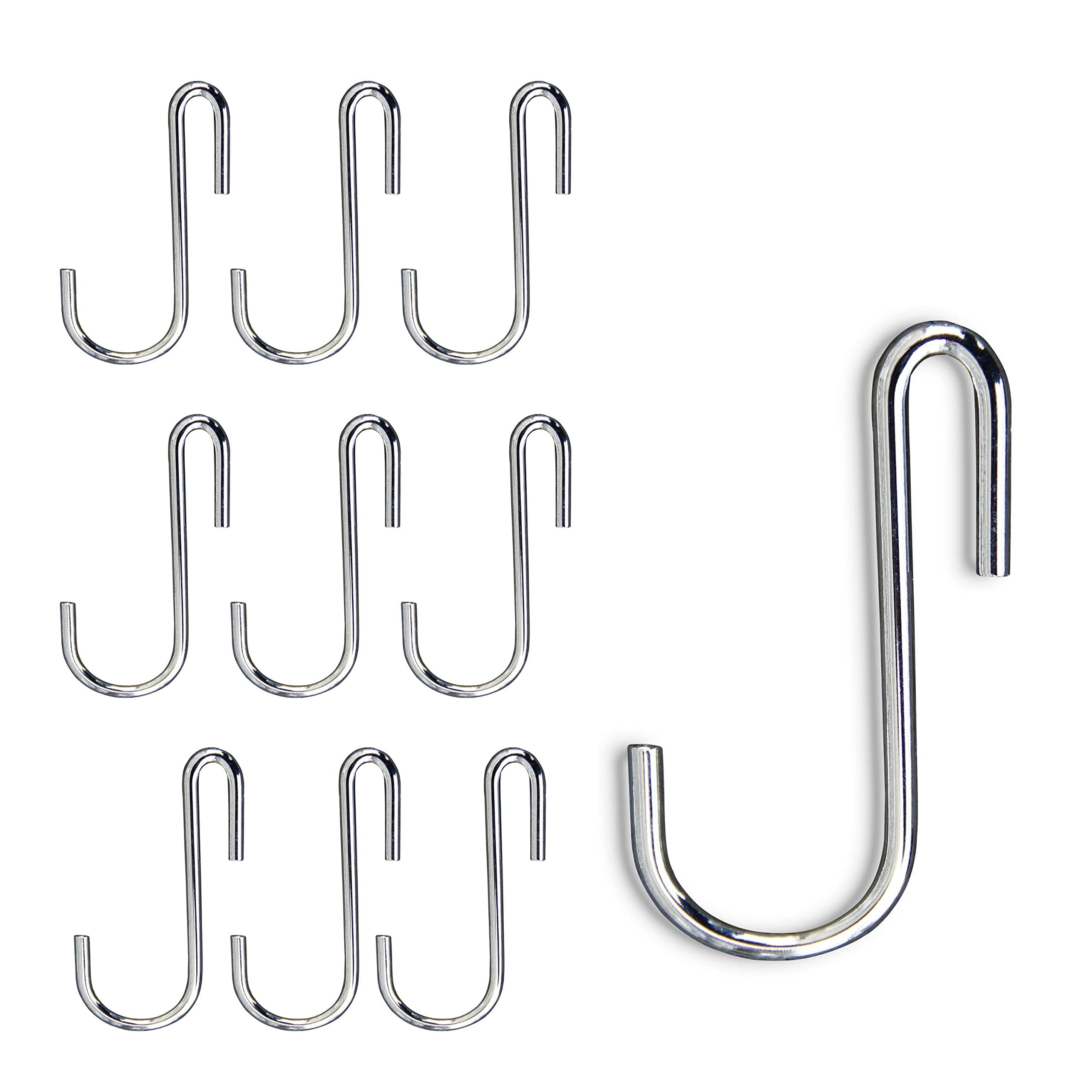 Rack and Hook Wallniture Multipurpose S Shape Utility Hooks for Kitchen, Pantry, Hanging Plants, Stainless Steel Chrome 3.5 Inches Set of 10