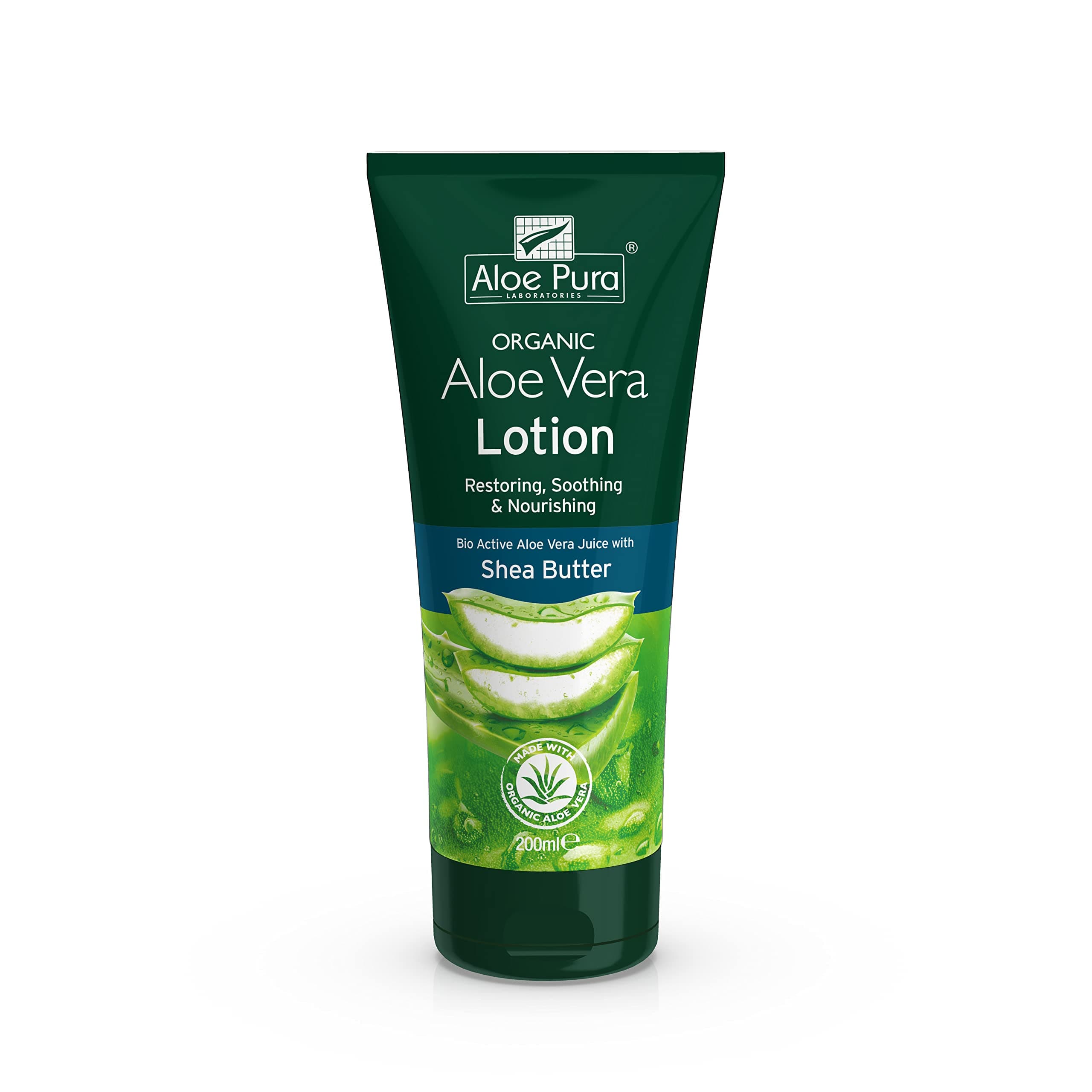 Aloe Pura Organic Aloe Vera Lotion, Natural, Vegetarian, Cruelty Free, Paraben & SLS Free, Soothing, Moisturising, 200 ml