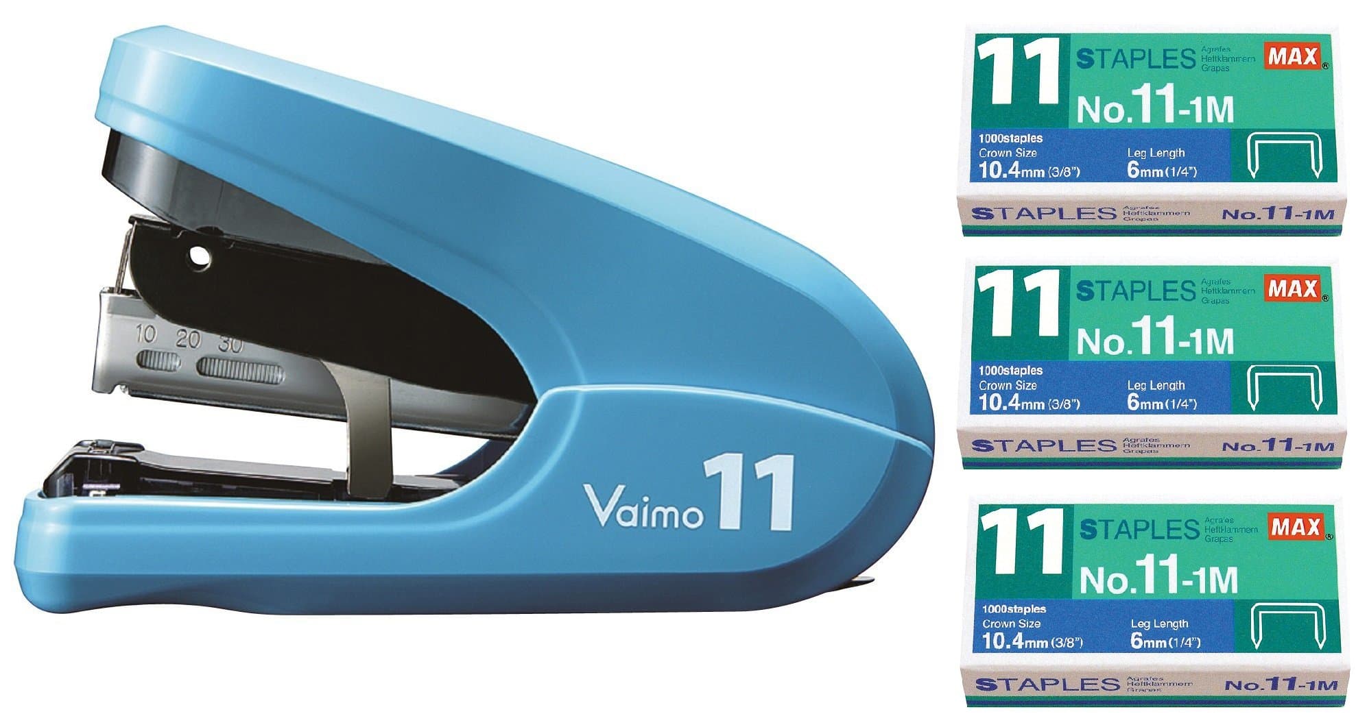 Max Vaimo HD-11FLK Flat Clinch Stapler with 3 Boxes Staples (35 Sheets)