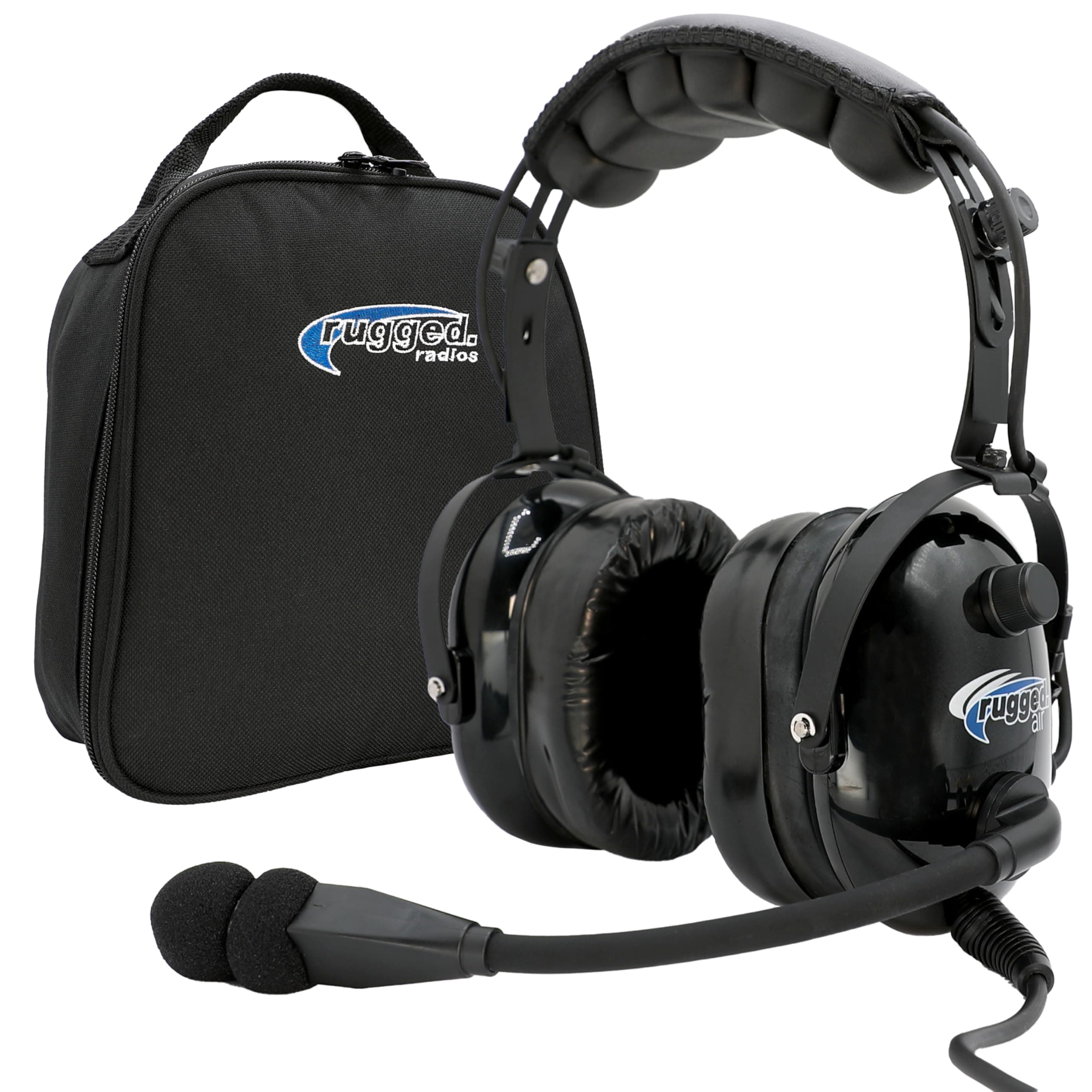 Rugged Air RA900-BUNDLE General Aviation Pilot Headset Includes Headset Bag, Gel Ear Seals and Cloth Ear Covers - Featuring Stereo/Mono Switch with GA Dual Plugs and MP3 Music Input.