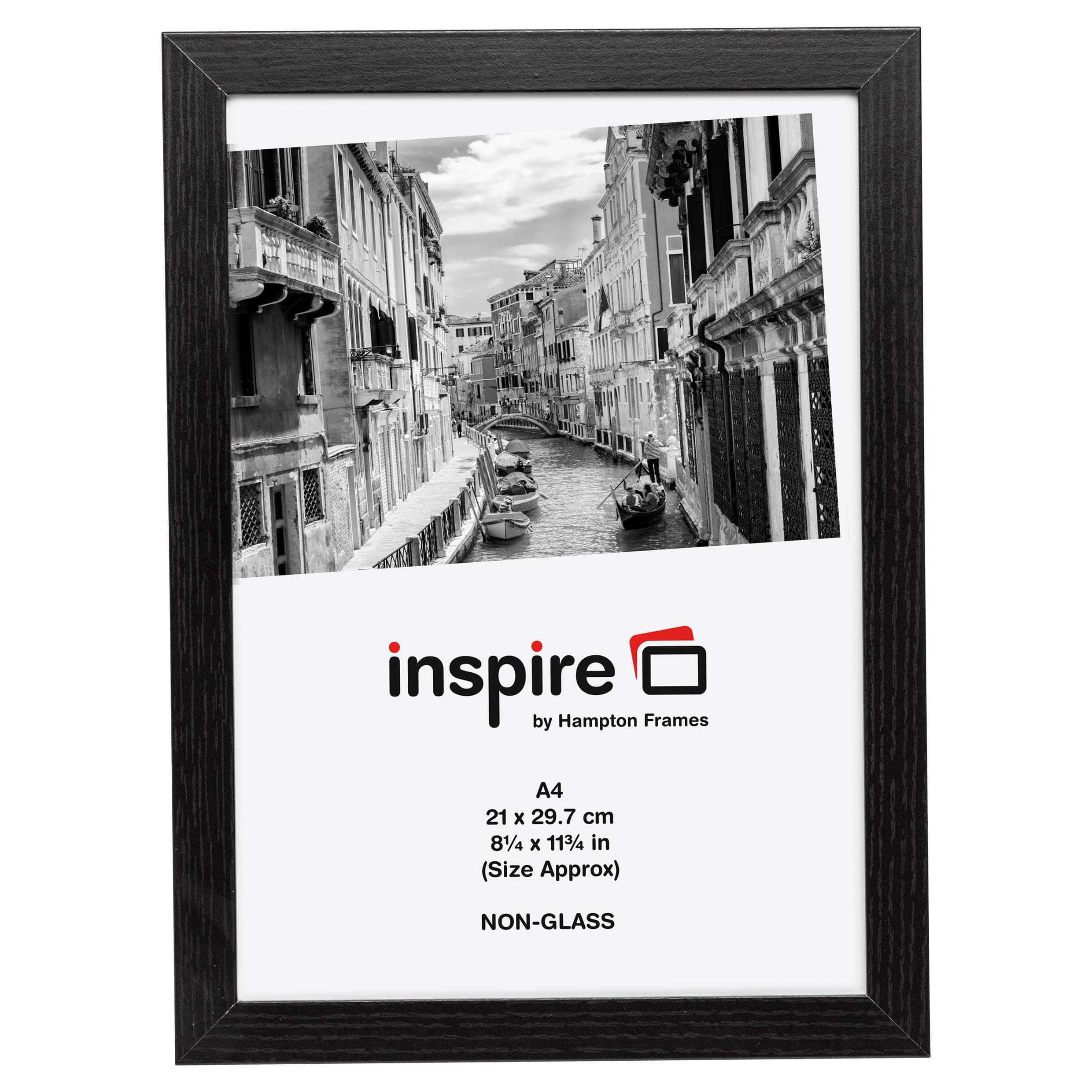 Hampton Frames | Photo Frame | A4 (21x30cm), Black, Rectangular, Acrylic Front | Tabletop or Wall Mount, Portrait or Landscape Display | Holds Certificates and Photos