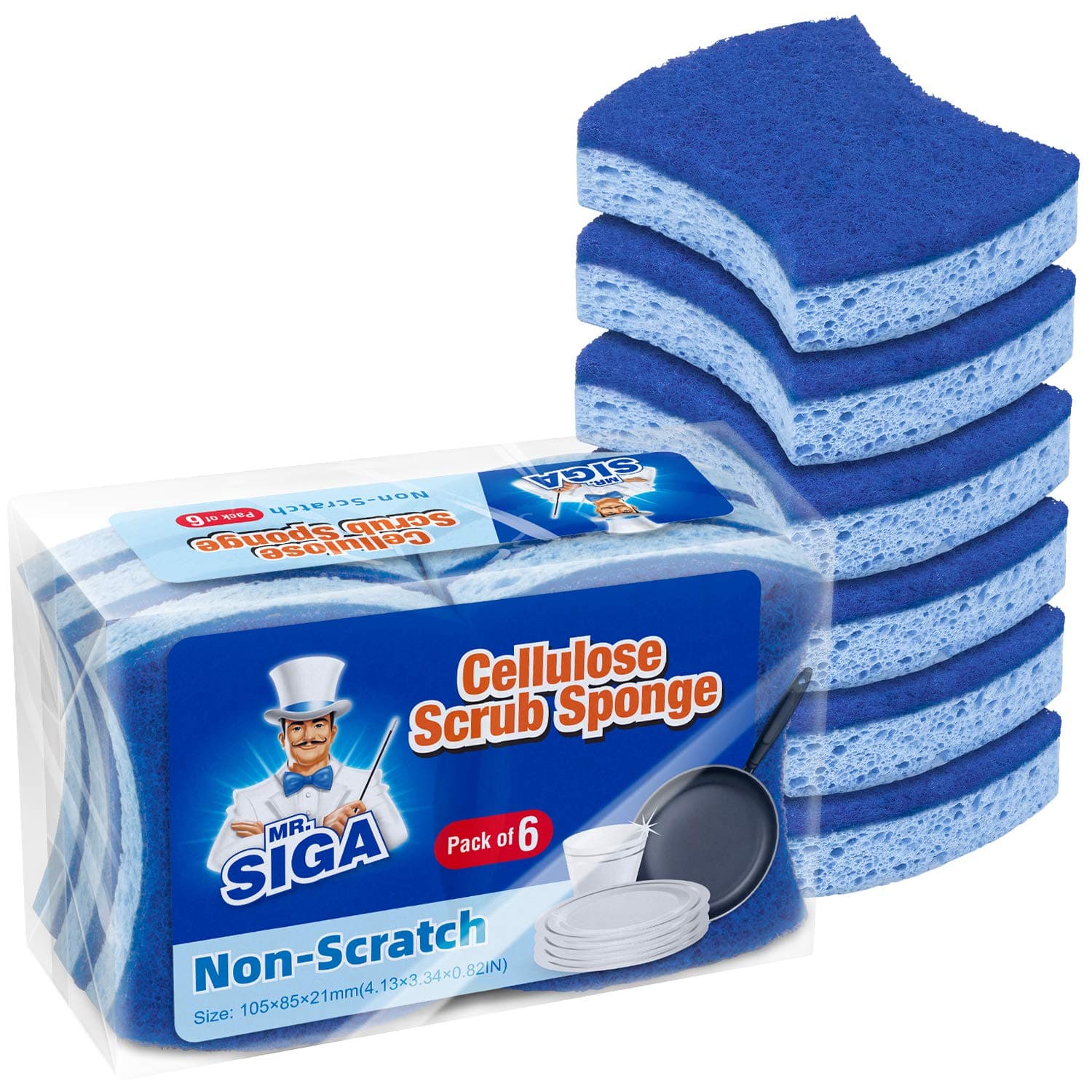 MR.SIGA Non-Scratch Cellulose Scrub Sponge