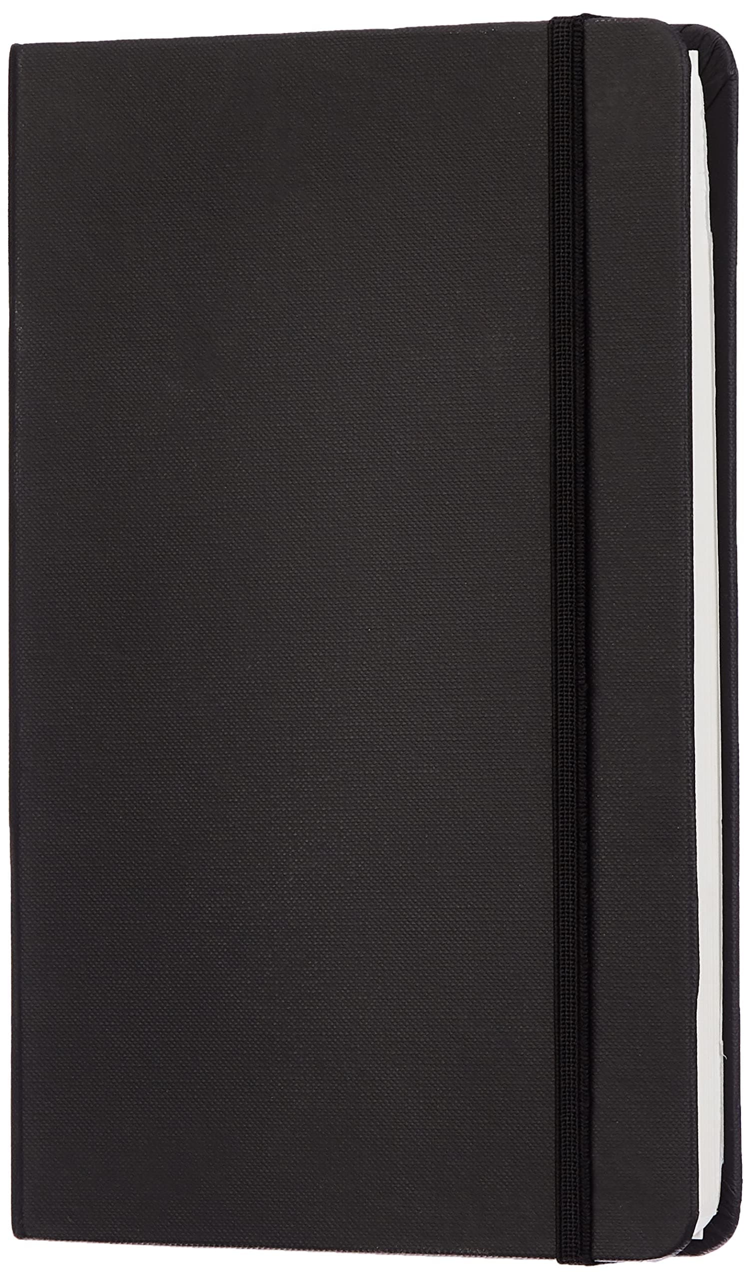 Amazon Basics Classic Black Casebound Notebook with Elastic Closure, Blank/Plain, 240 Pages, Large 13.4 x 1.7 x 21 cm