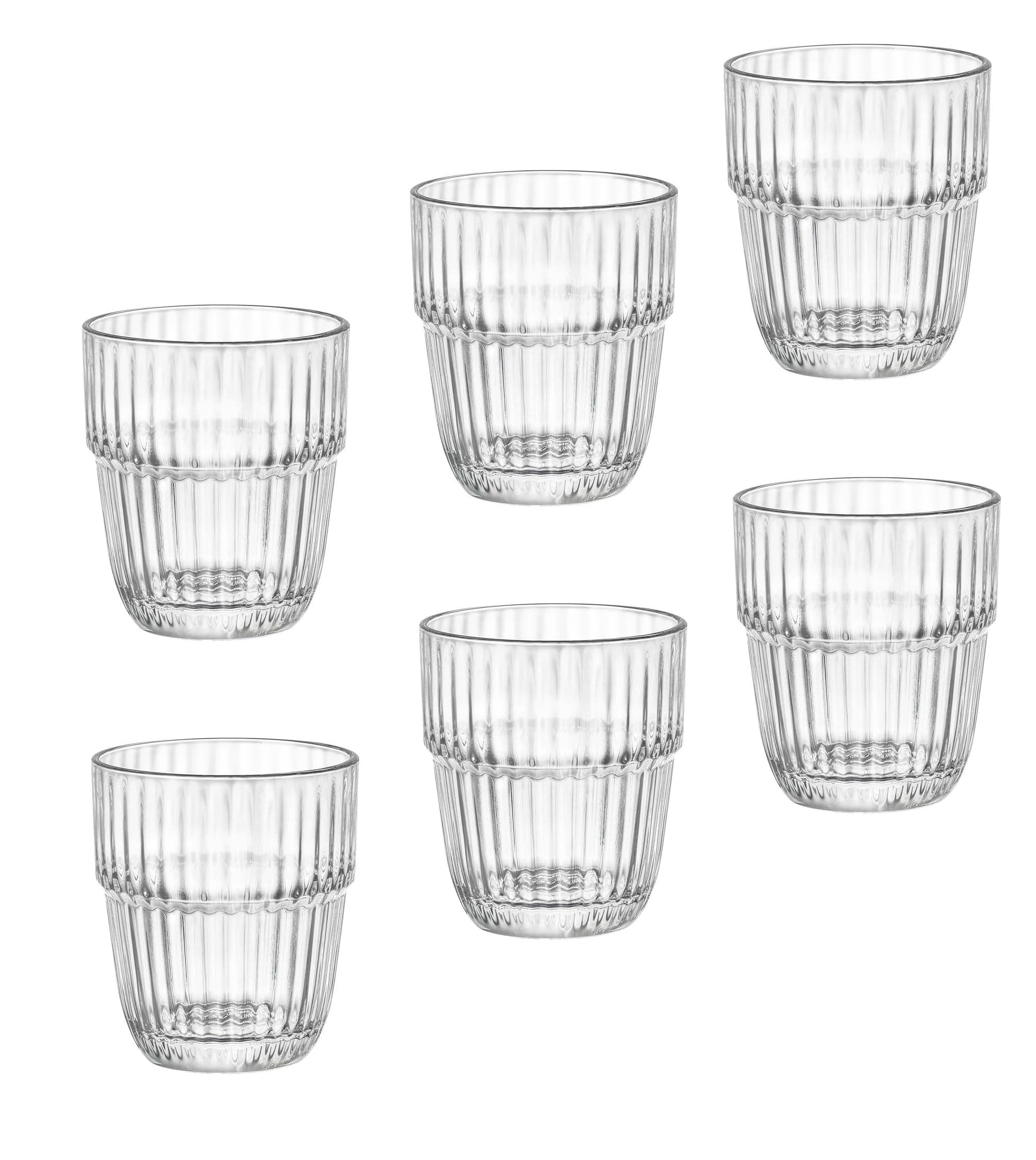 Barshine 7 oz. Juice Stackable Tempered Drinking Glasses, Set of 6, Clear