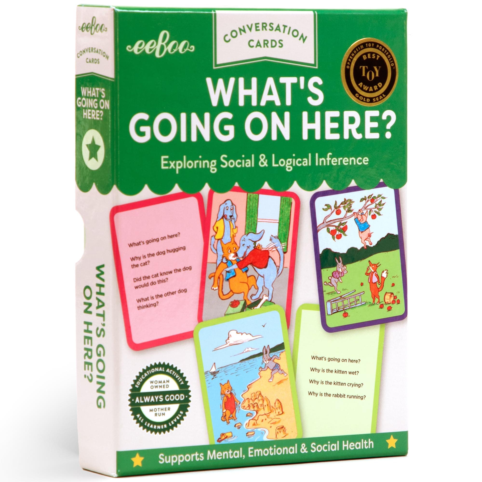eeBoo: What's Going on Here - 50 Conversation Flashcards, Develops Empathy Through Friendly Illustrations of Social Situations, Develop Social and Emotional Intelligence, for Ages 3 and up