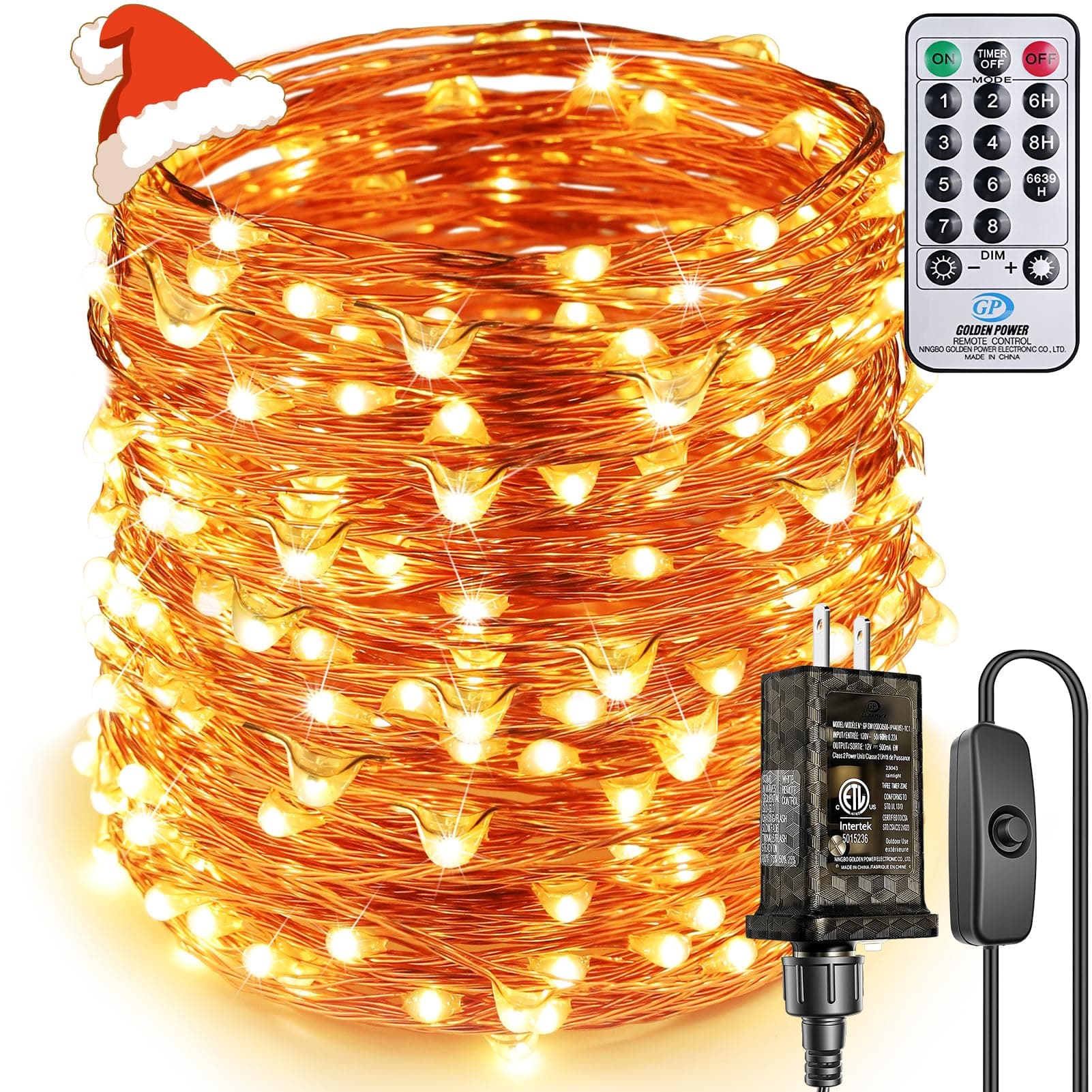 Super Long LED String Lights 99ft 300 LEDs Fairy String Lights with Switch/Timer, Indoor/Outdoor Copper String Lights with Remote, for Birthday Wedding Christmas, Plug in/8 Modes Warm White