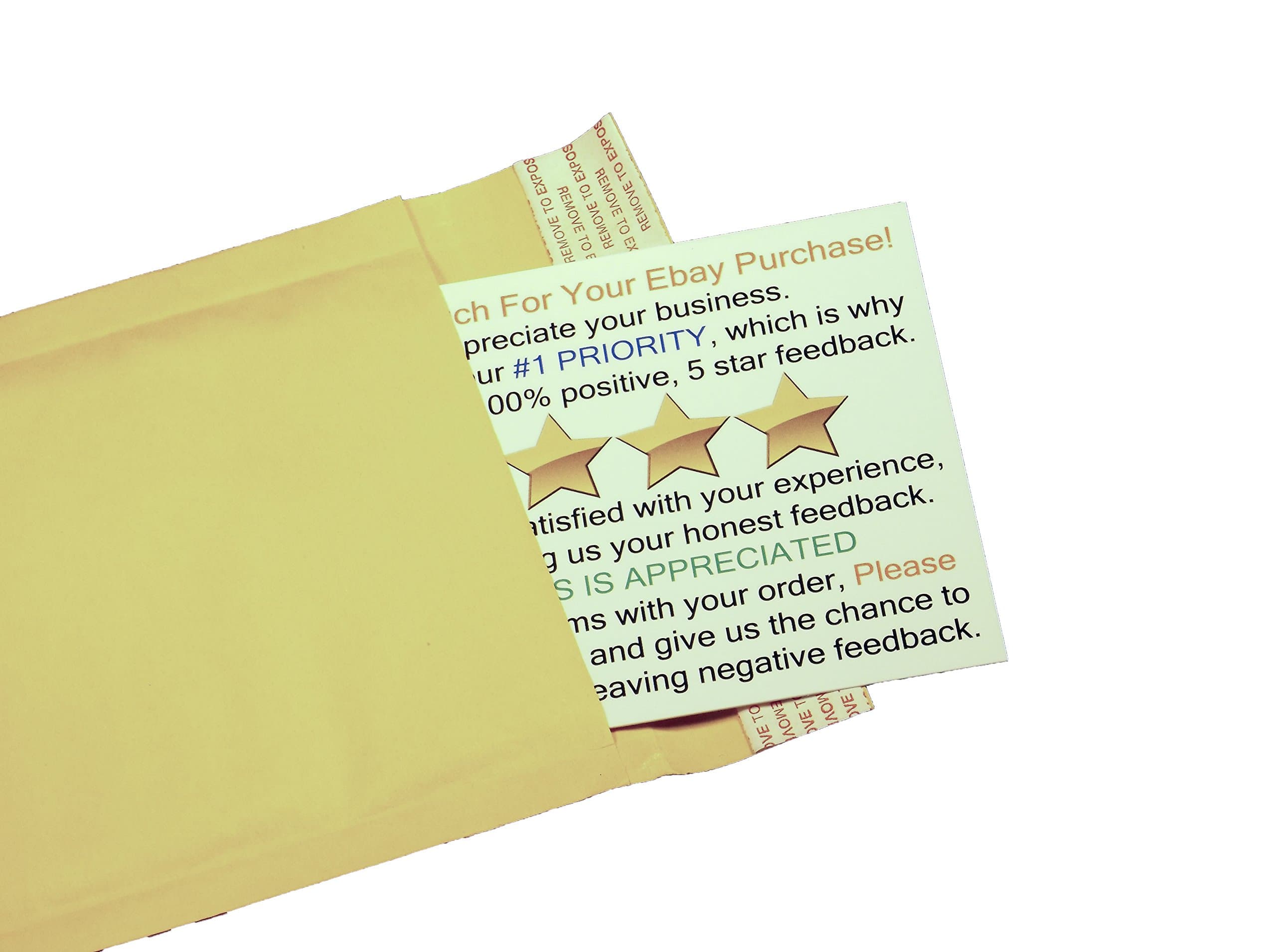 Thank You for Your Purchase and Feedback Request Package Insert Cards for Ebay Business Sellers. Add These Smart Shipping Supplies to Your Personal Ebay Start-Up Kit. (100 ct.)