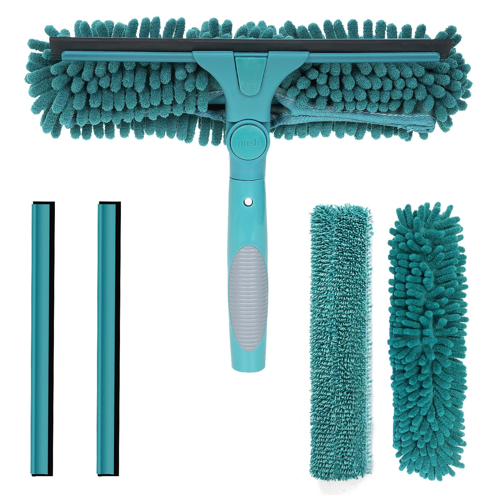 High-Reach Window Squeegee Attachment | Squeegee & Clean | Ideal Window Cleaner Tool with Rotatable Head | Compatible with Standard US Acme Thread Poles (Pole Sold Separately)