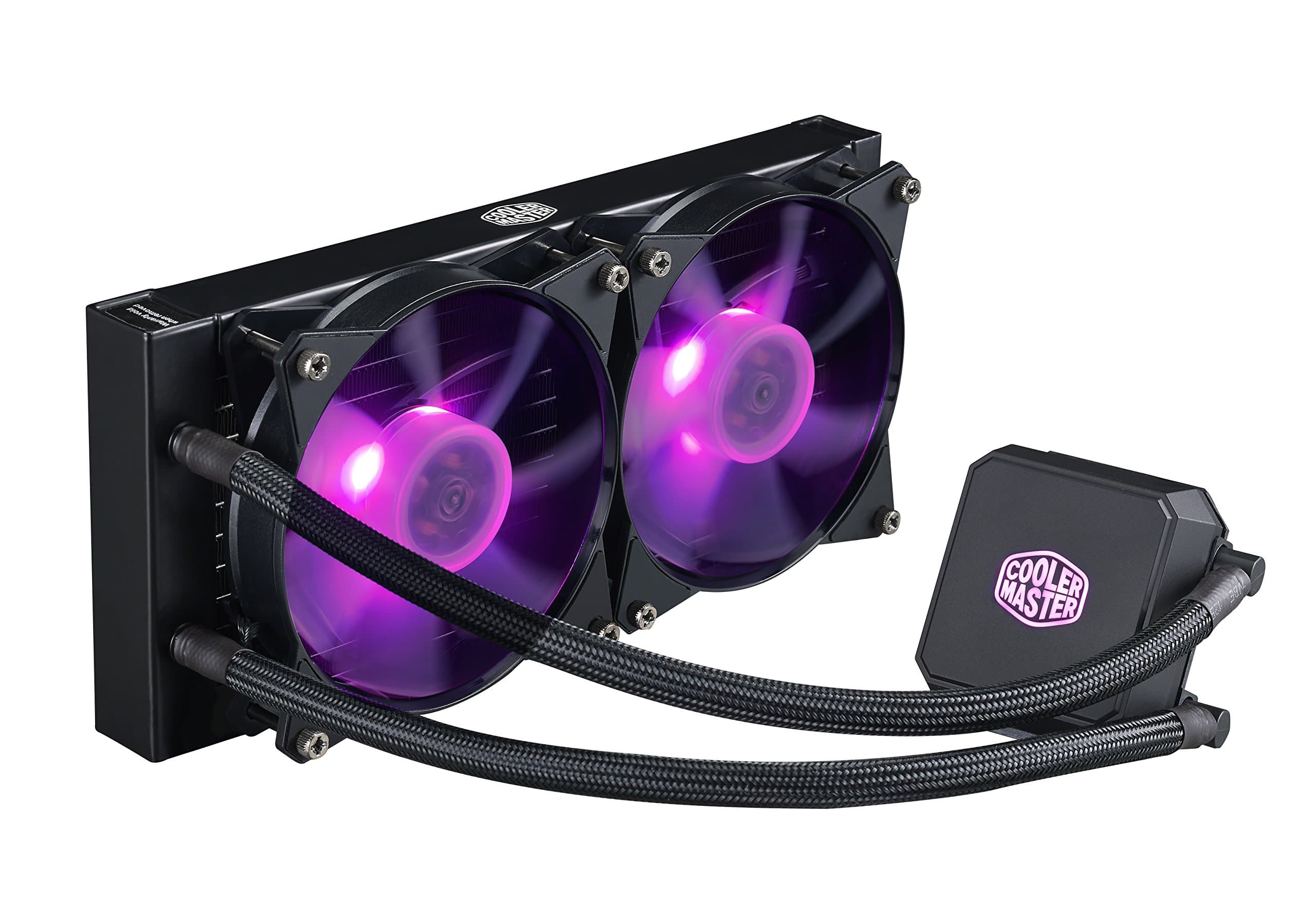 Cooler Master MasterLiquid LC240E RGB Close-Loop AIO CPU Liquid Cooler, 240mm Radiator, Dual Chamber RGB Pump, Dual MF120R RGB Fans, RGB Lighting for AMD Ryzen/Intel LGA1200/1151