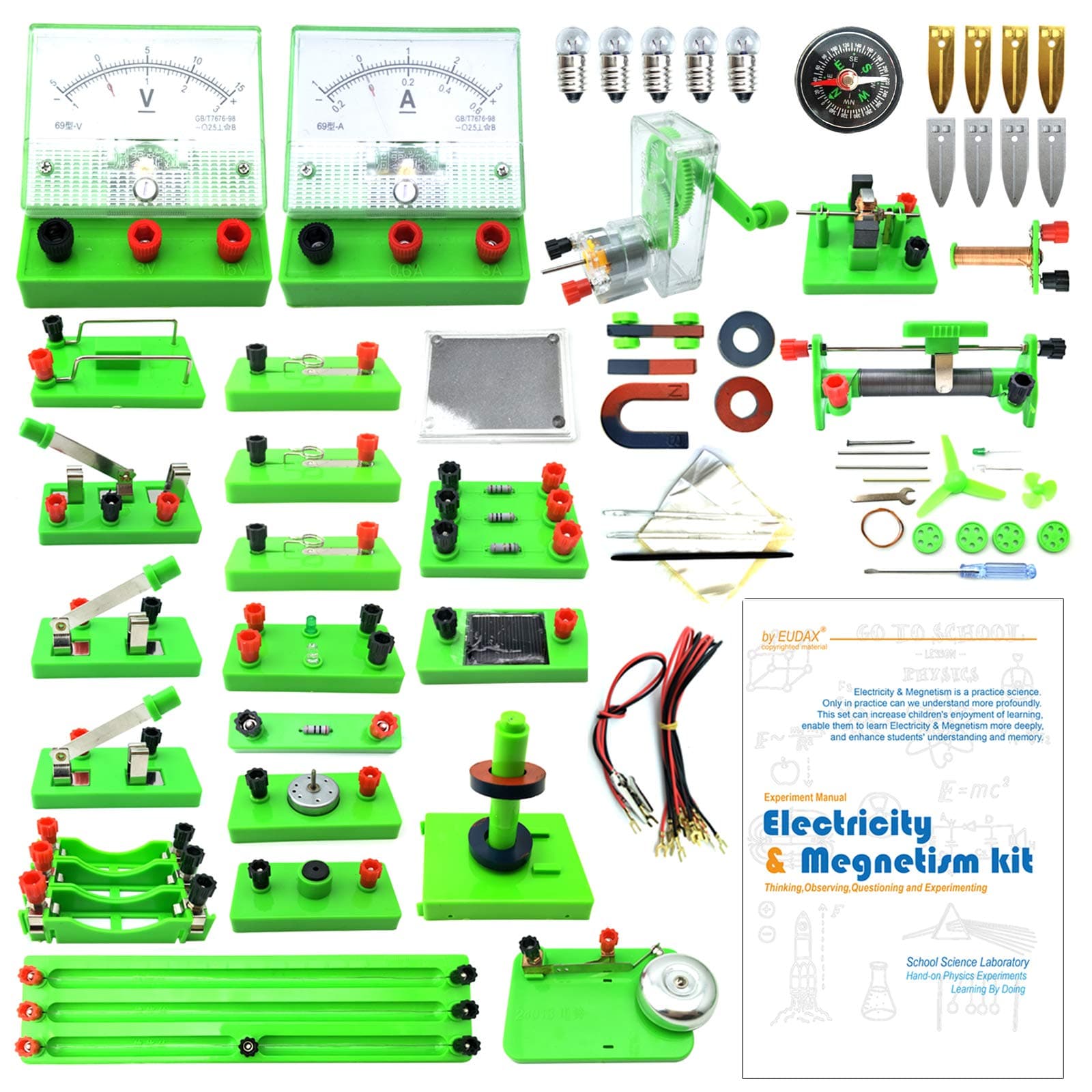 School Physics Labs Basic Electricity Discovery Circuit and Magnetism Experiment kits for Kids Junior Senior High School Students Electromagnetism Elementary Electronics