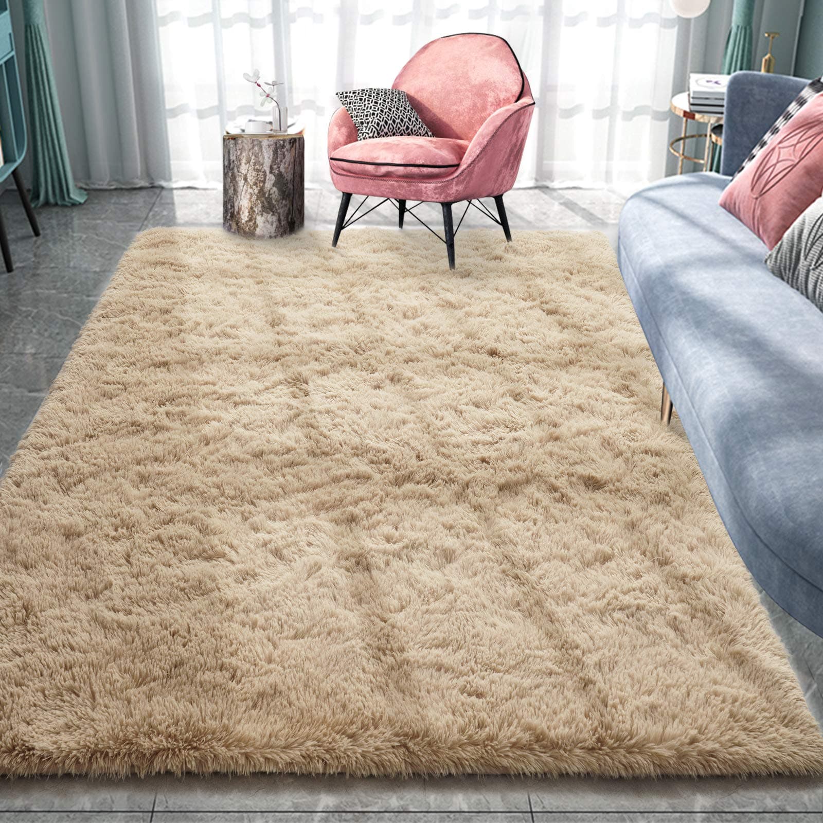 Fluffy Beige Rugs