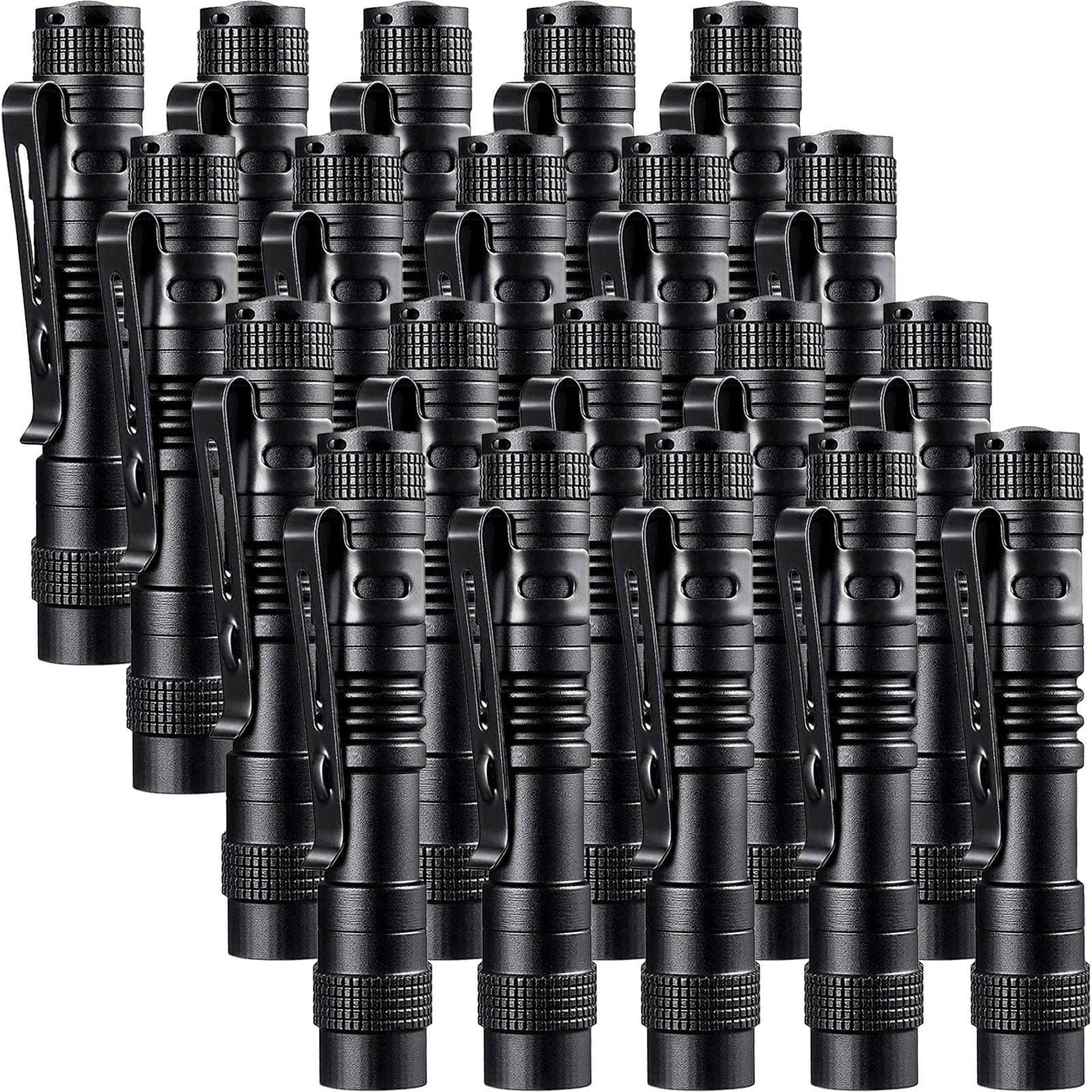 20 Pack Pen Light Flashlight Mini Small Flashlight with Clip Waterproof LED Pocket Pen Flashlights for Camping, Inspection, Work, and Emergency(Small,Black)