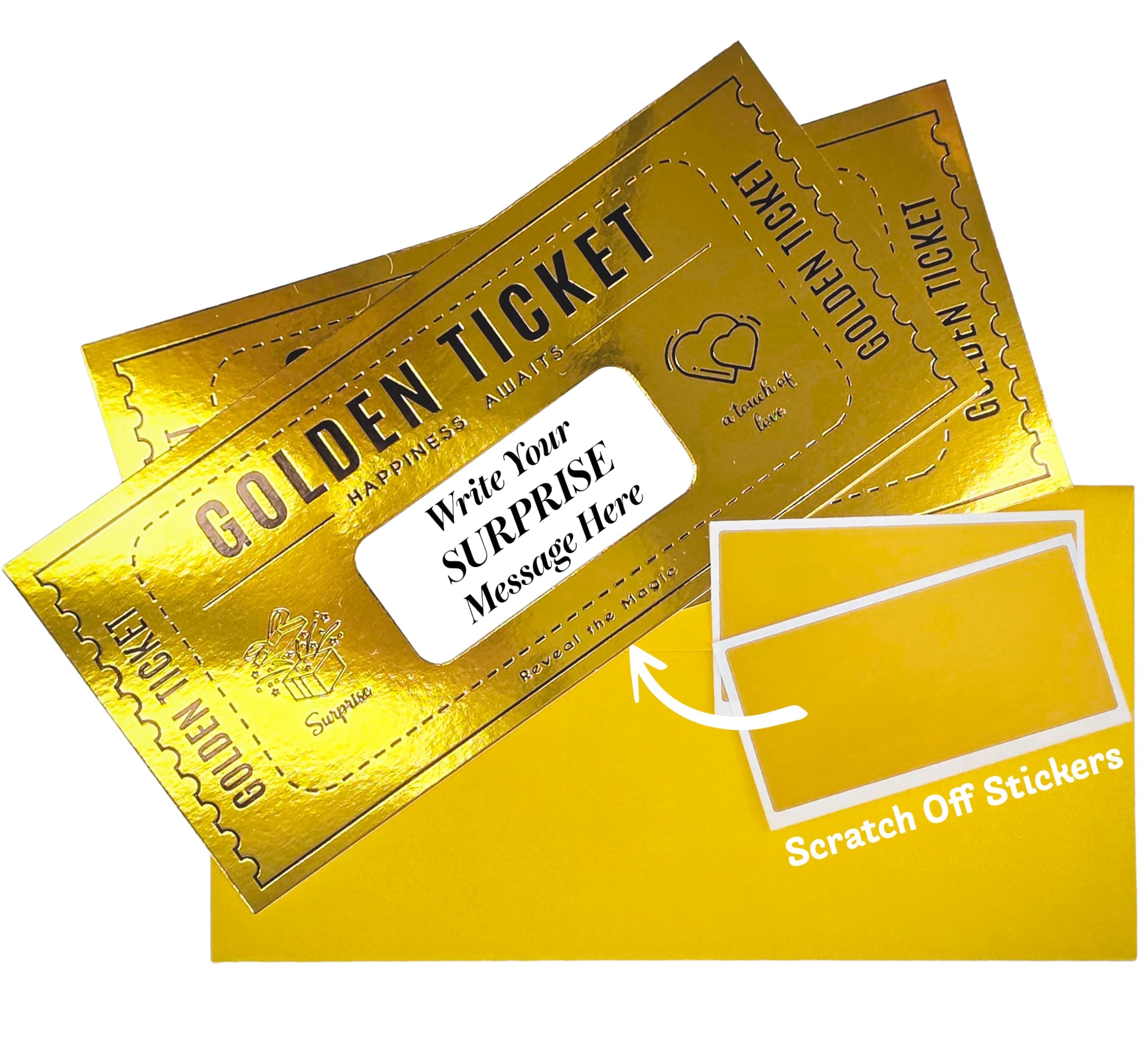 2 Deluxe Golden Ticket Surprise Scratch Off Card | Personalised Gold Gift | Birthday Present Ideas | Personalised Gifts for Him | Will You be my Girlfriend? | Unique Gifts for Him
