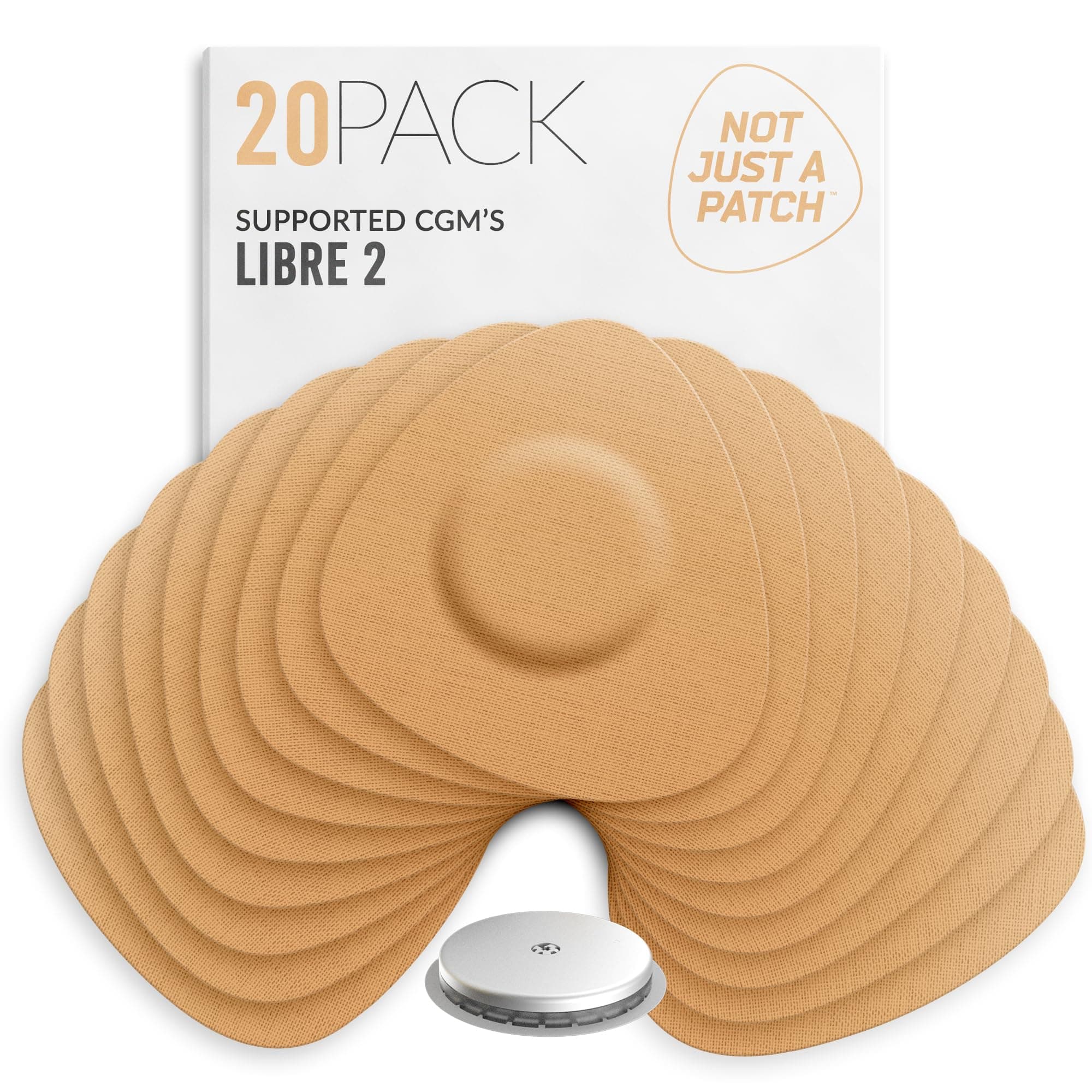 Freestyle Libre 2 Sensor Covers (20 Pack) CGM Sensor Patches for Freestyle Libre 2 - Water Resistant & Durable for 10-14 Days - Beige