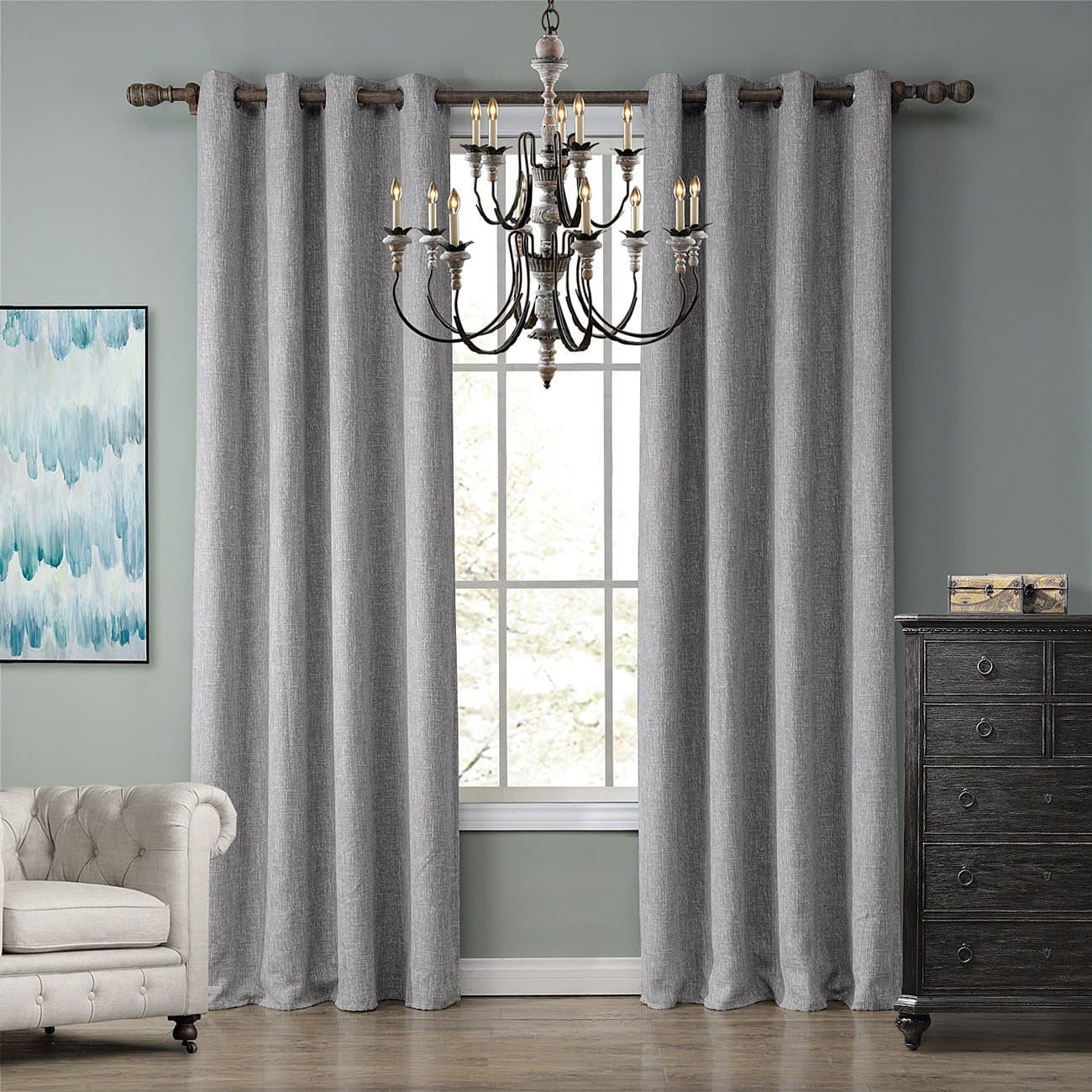 Solid Color Dimity Panel Curtains,(Singel Panel ) Muliti Sizes BEIBEITEX (52’’W×84’’L , gray)