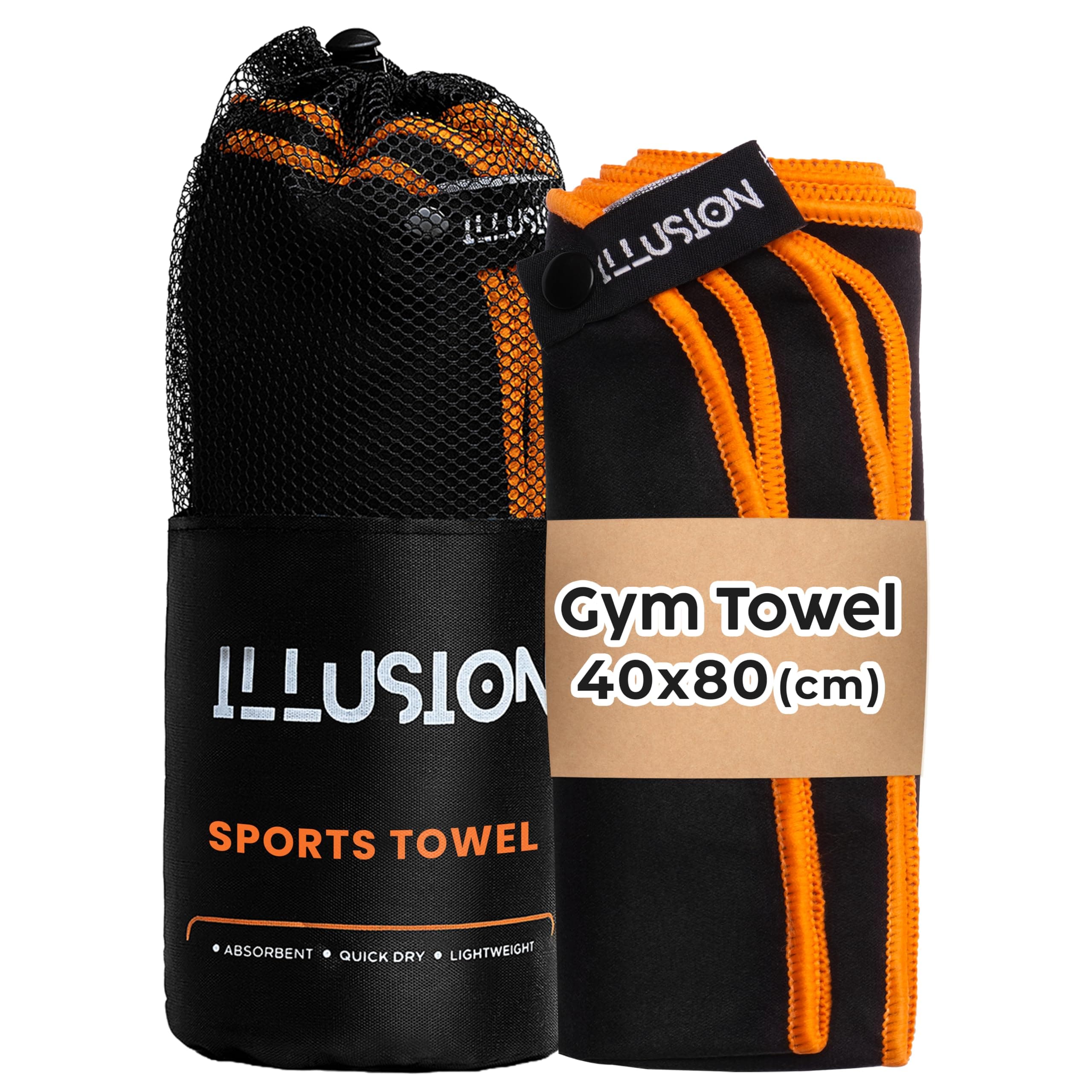 illusion Small Microfibre Gym Towel for Active Sports (40x80cm) - Lightweight Quick Dry Towel - Ideal for Cardio, Cycling, Strength Training, Yoga, and Running, Perfect for Athletes Training Outdoors