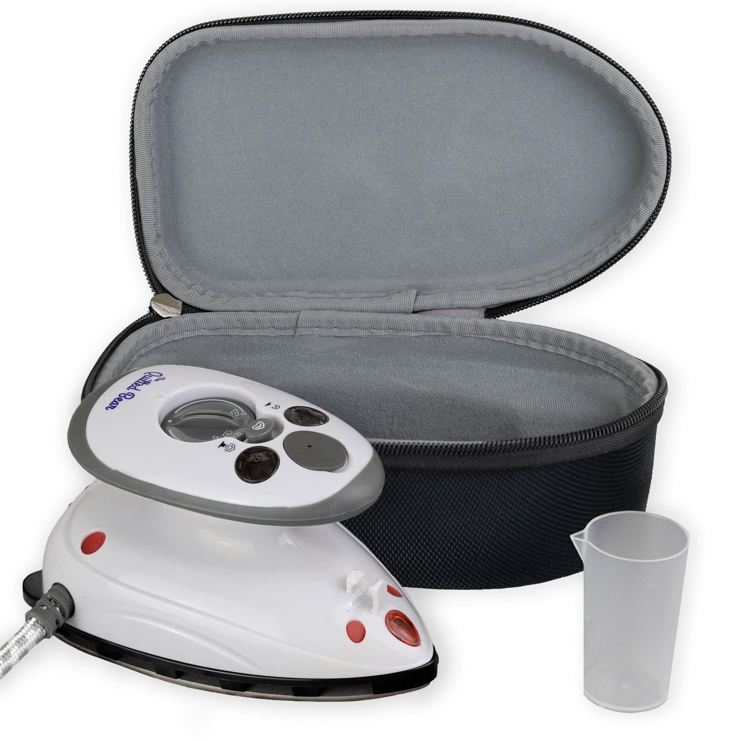 The Quilted Bear Mini Steam Iron - Travel Iron Steam Mini for Effortless Quilting, Crafting, and Wrinkle-Free Clothing - Compact Holiday & Travel Essentials with Hardshell Case (Black)