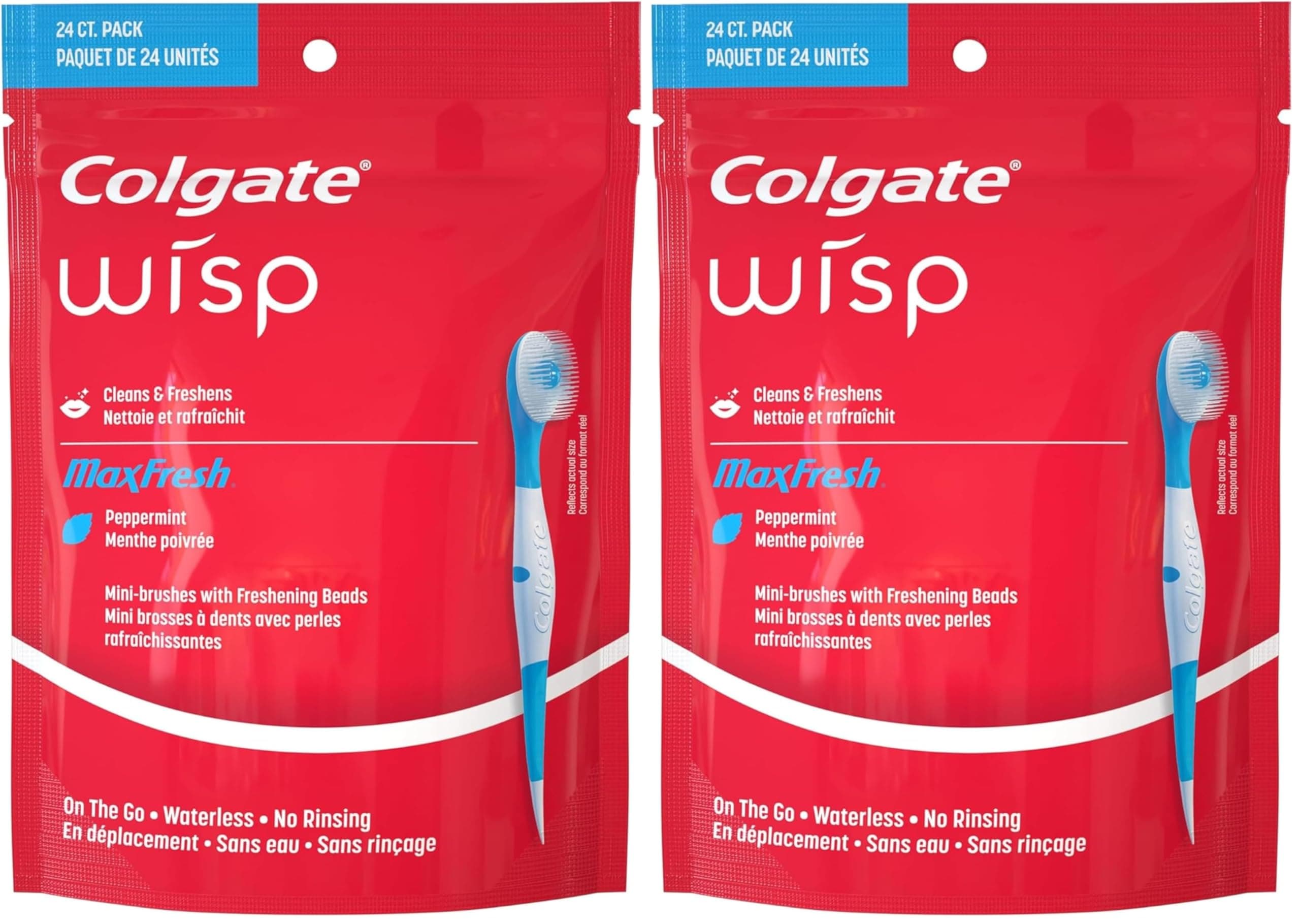 Colgate Wisp Portable Mini-Brush Optic White, Coolmint, 24 Count (Pack of 2)