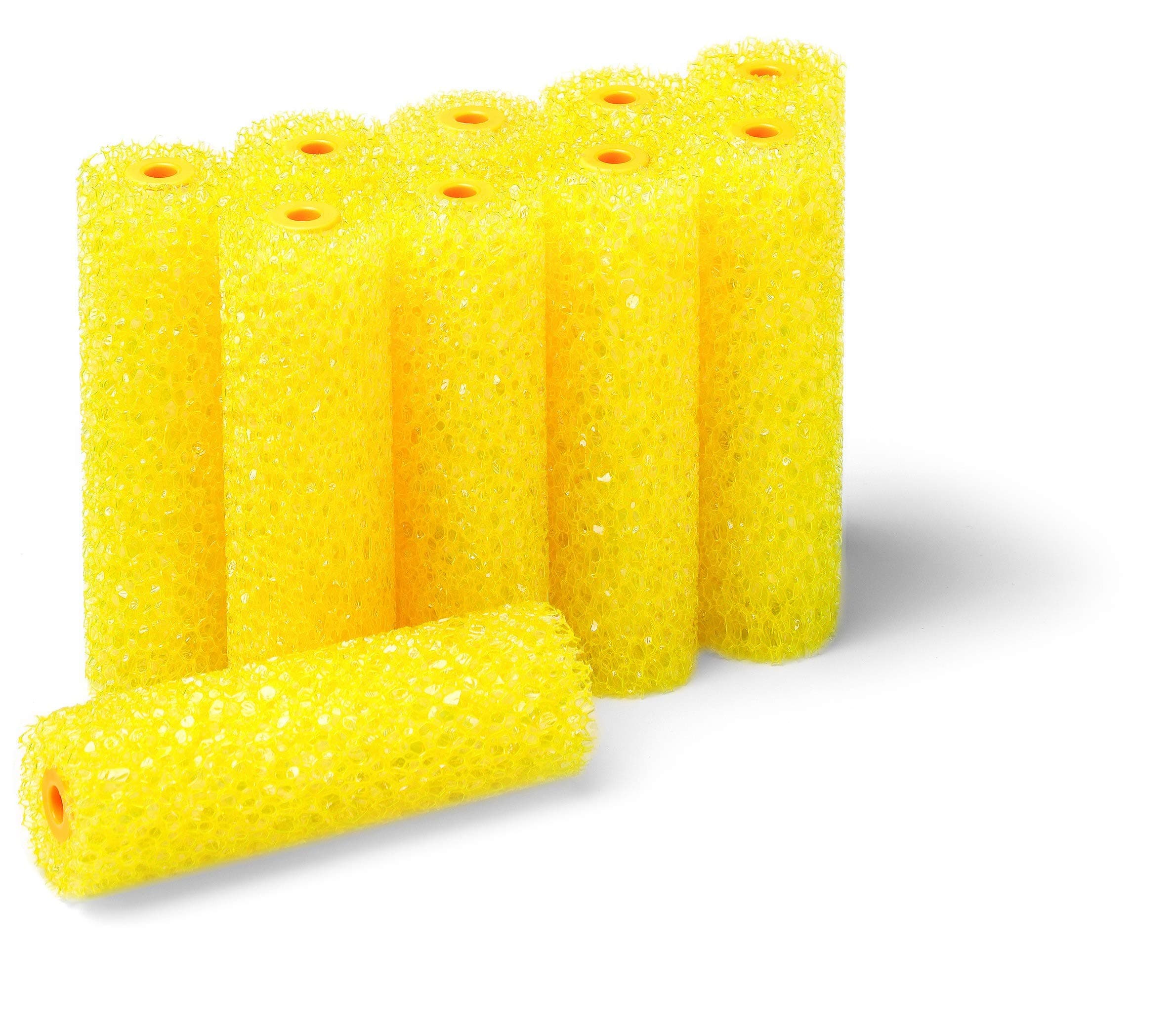 Pack of 10 Texture Rollers for Creating Coarse Structural Effects β 110 mm Foam Rollers for Textured Paint, Plaster, Filler & Transport Surfaces Coating such as UPOL Raptor 22580 (Yellow)