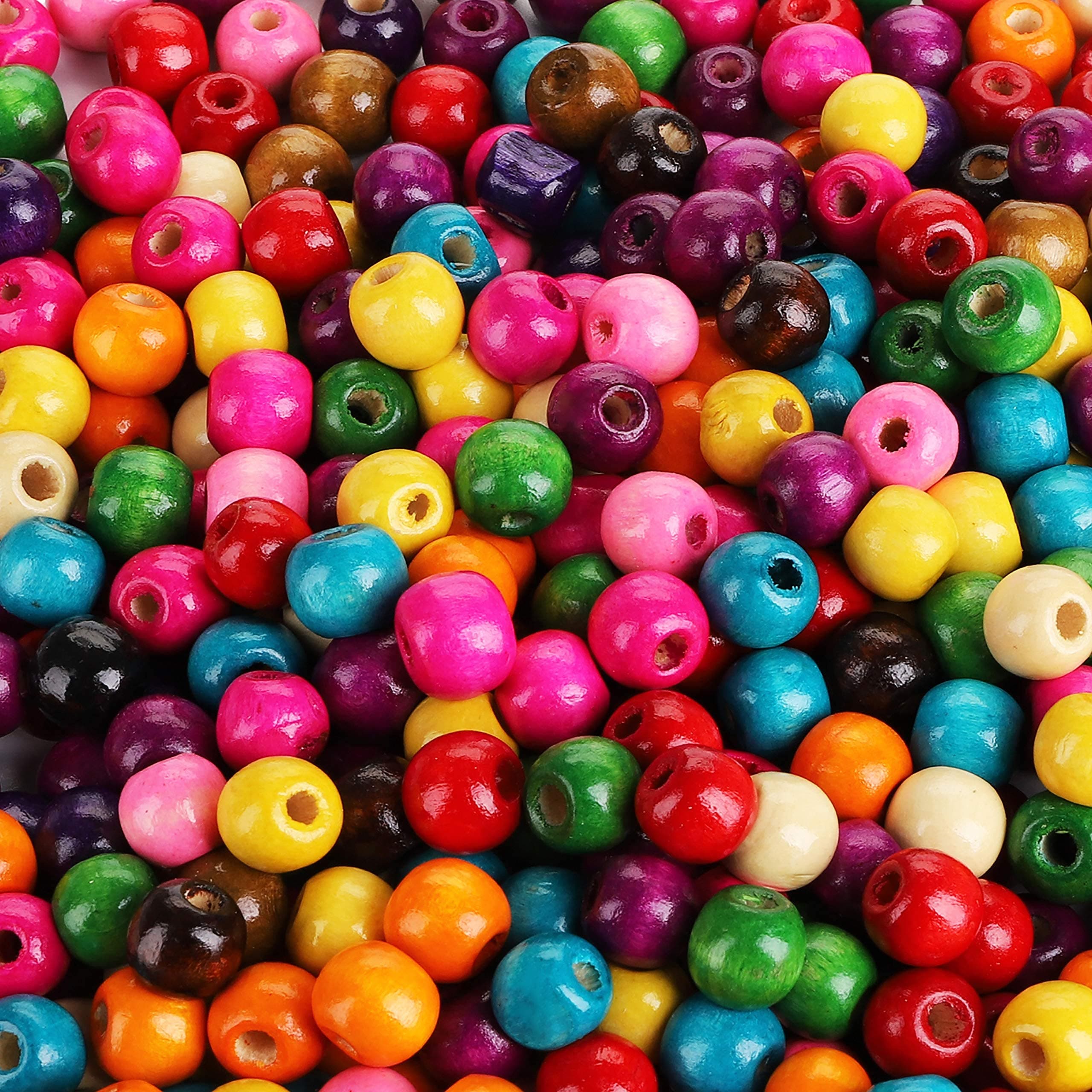 2000 Pcs Colored RoundWood Beads
