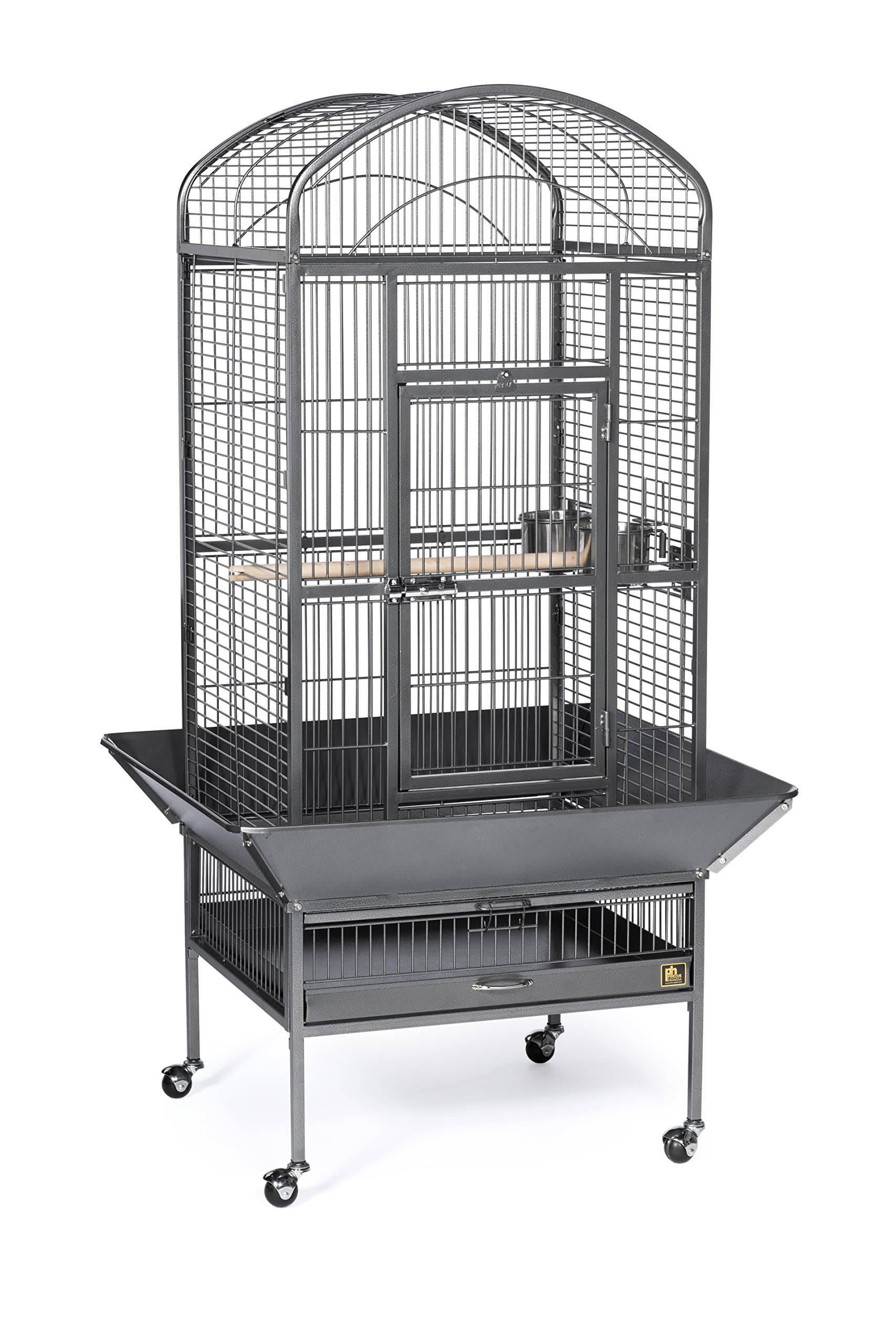 - Prevue Pet Products Dometop Bird Cage - for Parrots, Conures, Caiques, Small Cockatoos, Big Bird Cage with Wheels, Indoor or Outdoor - Large, Black Hammertone