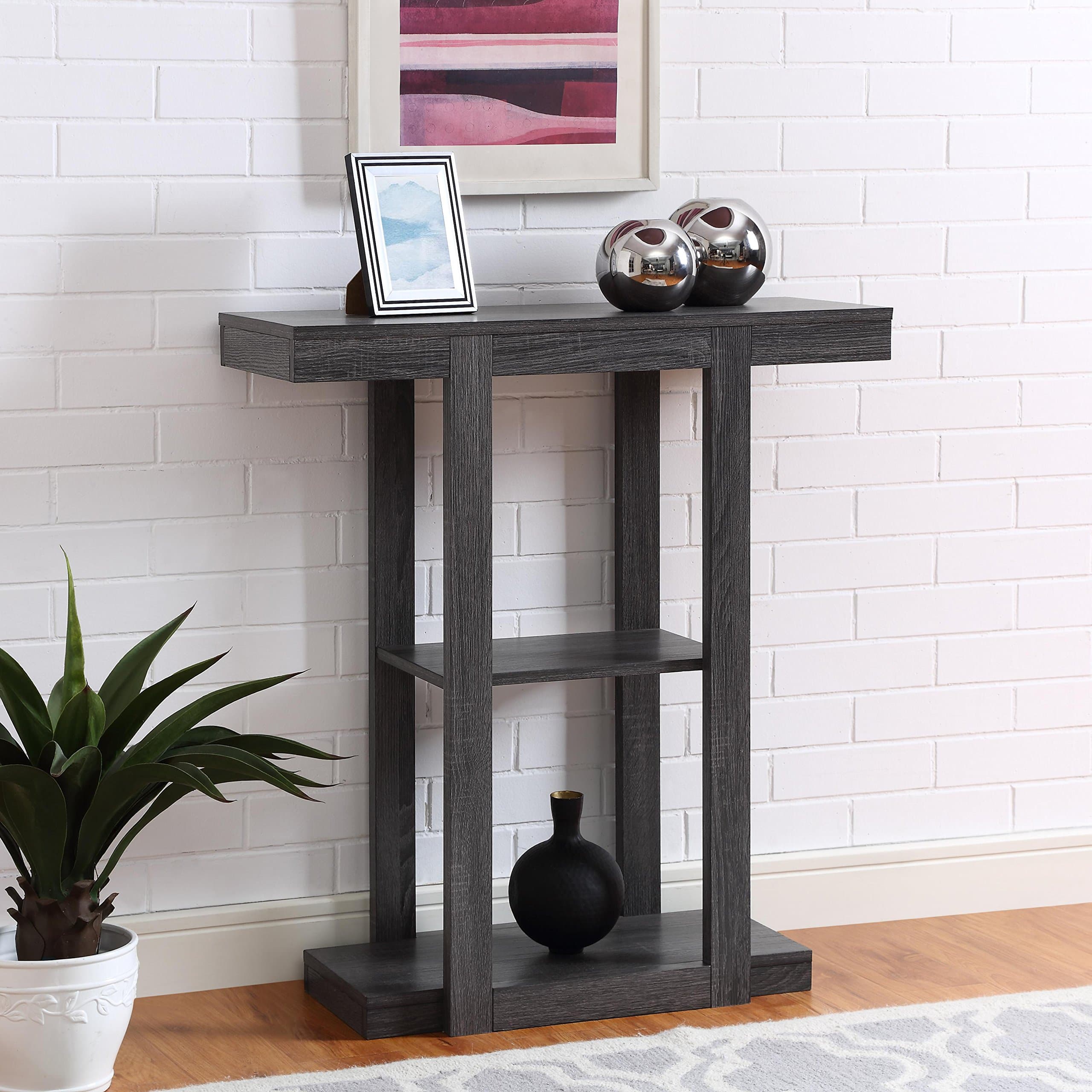 Grey Finish Hall Console Sofa Entryway Accent Table
